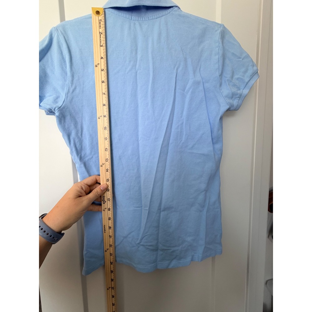 Polo Ralph Lauren Womens Slim Fit Polo Shirt Light Blue Short Sleeve Size M_159 - Picture 6 of 8